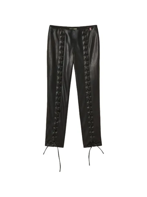 TWINSET faux leather trousers with ties Black 262AQ2070
