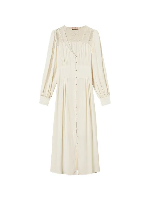 TWINSET long jacquard dress with lace Neutrals 262TP2480