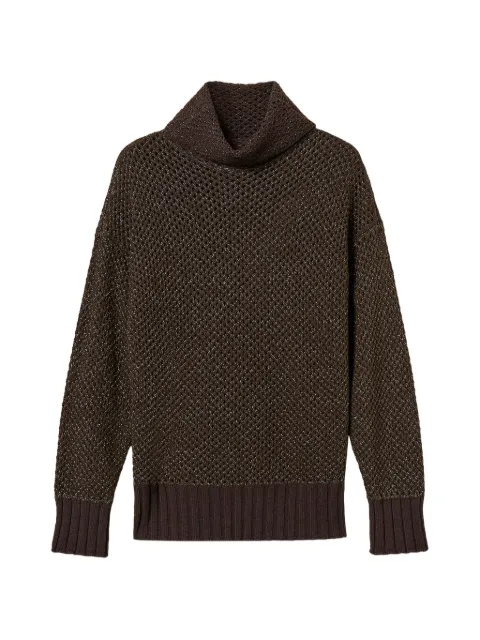 TWINSET mesh turtleneck jumper with lurex Brown 262TF3010