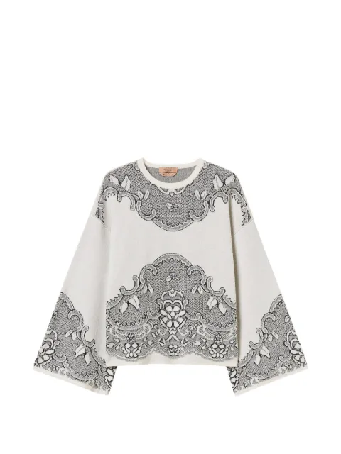 TWINSET wool-blend jacquard maxi jumper White 262TP3524