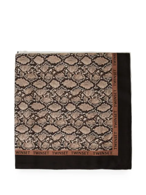 TWINSET kefiah with logo and animal print Neutrals 262LI4BRR