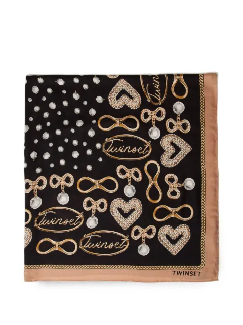 TWINSET kefiah with jewel print Black 262TA4630