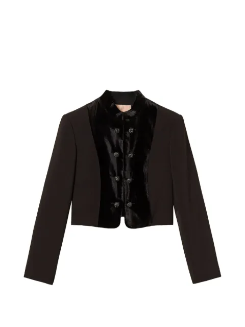 TWINSET crêpe and velvet Spencer jacket Black 262TT2422