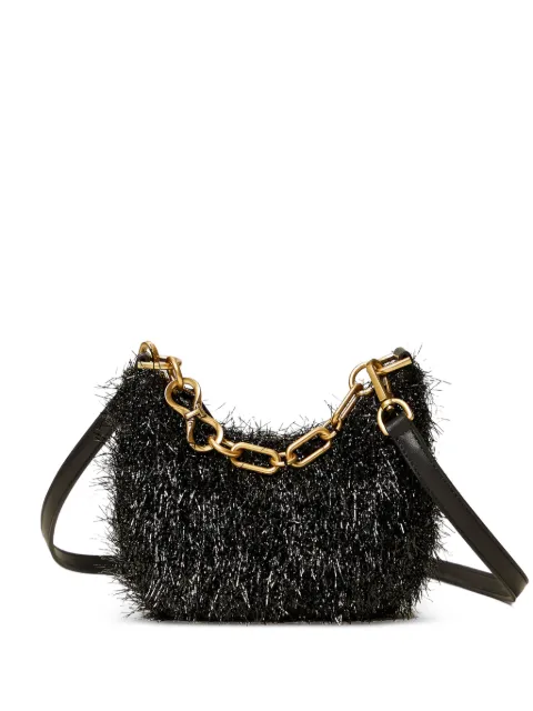 TWINSET mini Croissant bag with lurex and chain Black 262TB7300