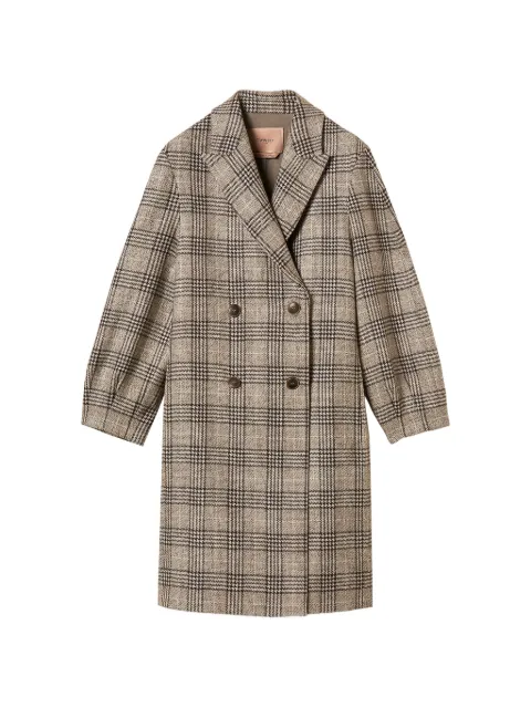 TWINSET chequered wool cloth coat with sequins Neutrals 262TP2740