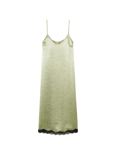 TWINSET midi froissé satin and lace dress Green 262TP2110