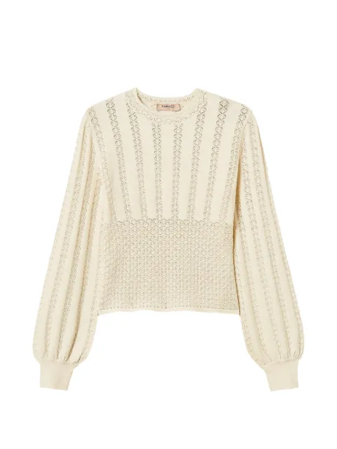 TWINSET crew neck punched knit jumper Neutrals 262TP3124