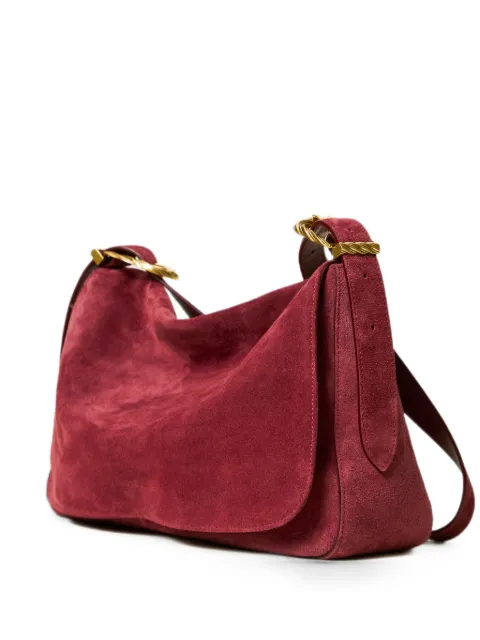TWINSET medium Liliane suede bag with buckles Red 262TD8240