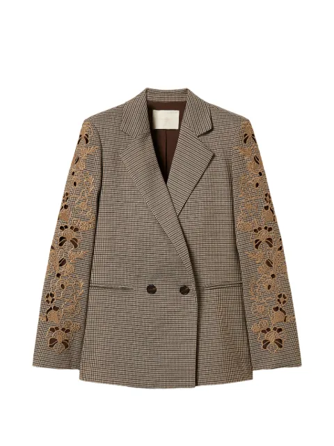 TWINSET houndstooth blazer with embroidery Brown 262TP2630
