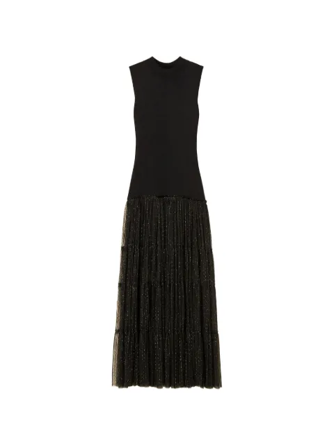 TWINSET long sleeveless knit dress with plumetis tulle Black 262TT3421