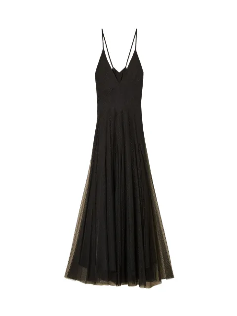 TWINSET long plumetis tulle dress with lace Black 262TP2213