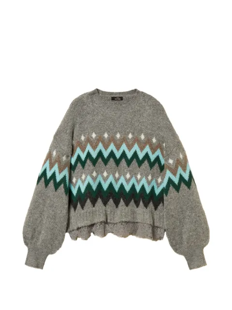 TWINSET jacquard jumper with lace Grey 262AT3034