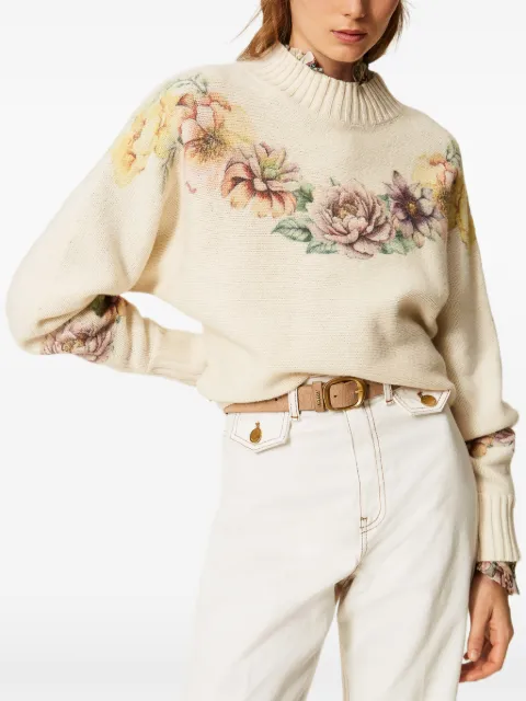 TWINSET wool-blend jumper with print Neutrals 262TT3460