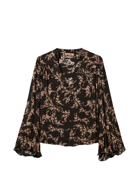 TWINSET floral créponne blouse Black 262TP2441
