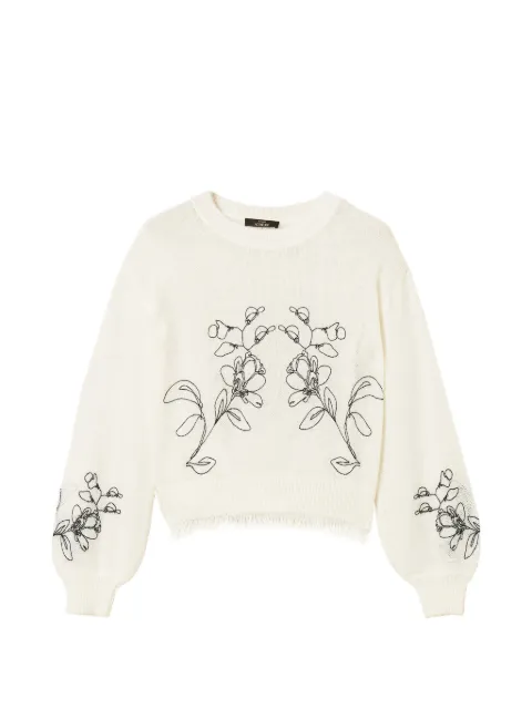TWINSET jumper with floral embroidery and fringes Neutrals 262AP3230