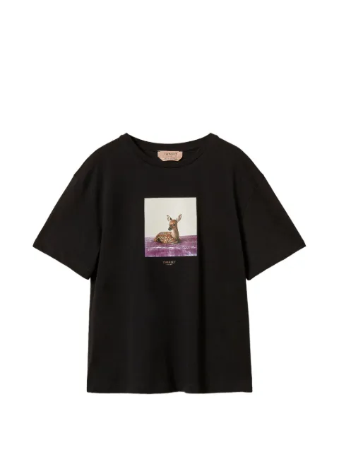 TWINSET regular crew neck T-shirt with print Black 262TF2090