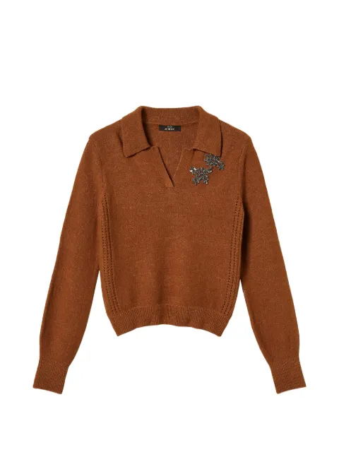 TWINSET embellished polo-collar jumper Brown 262AT3121