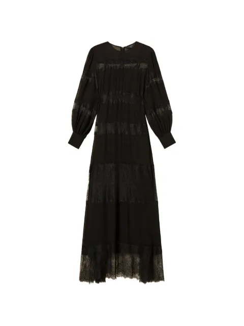 TWINSET georgette and lace long dress Black 262TT2630