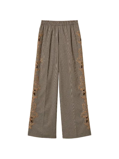 TWINSET houndstooth palazzo trousers with embroidery Brown 262TP2631