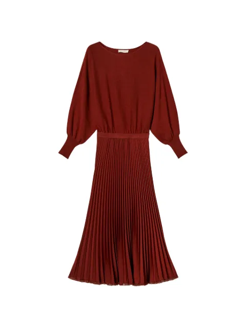 TWINSET long knit and pleated crêpe dress Red 262TP3250