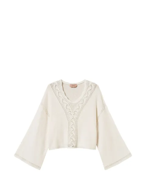 TWINSET punched wool-blend wide jumper Neutrals 262TP3211