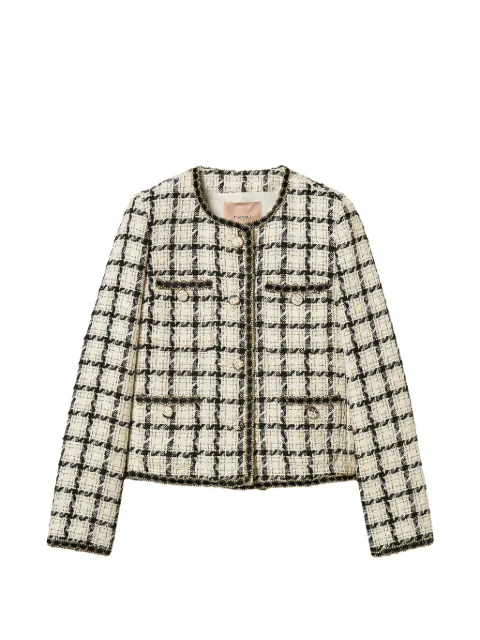 TWINSET bouclé jacket with check pattern Neutrals 262TP2752