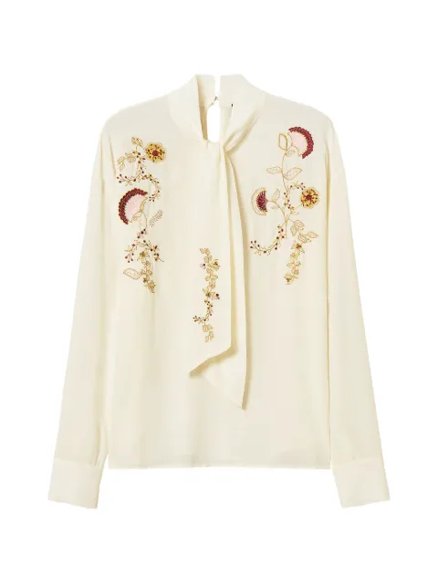 TWINSET crêpe de Chine blouse with embroidery Neutrals 262AP2241