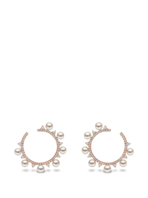Yoko London pearl and diamond hoop earrings Pink QYE22109X
