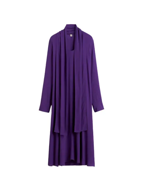 TOTEME scarf-detail long-sleeve midi dress Purple 263WRD0353FB0670