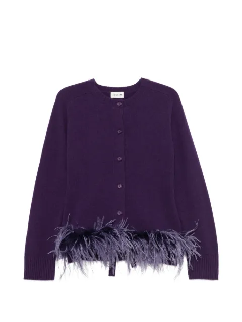 P.A.R.O.S.H. Lestat feather-trim tied-back cardigan Purple D520111LESTAT
