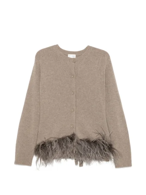 P.A.R.O.S.H. Lestat feather-trim tied-back cardigan Neutrals D520111LESTAT