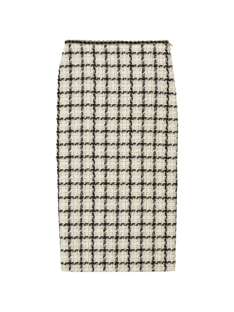TWINSET midi bouclé skirt with check pattern Neutrals 262TP2754
