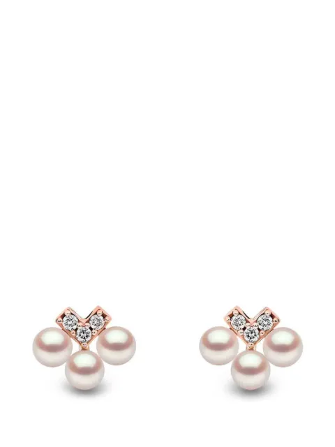 Yoko London pearl and diamond V earrings Pink QYE22259X