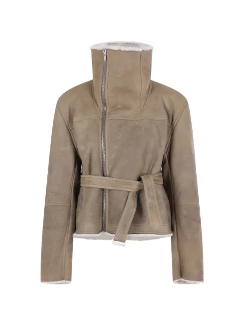 Rick Owens Cropped Flight belted shearling jacket Neutrals RP02F5727LSHCTS48