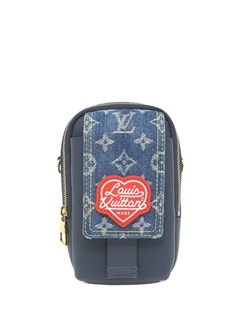 Louis Vuitton Pre-Owned 2021-2026 Nigo Monogram Denim and Taurillon Double Phone Pouch crossbody bag Blue TXYLXIZ6PLCDGYKN
