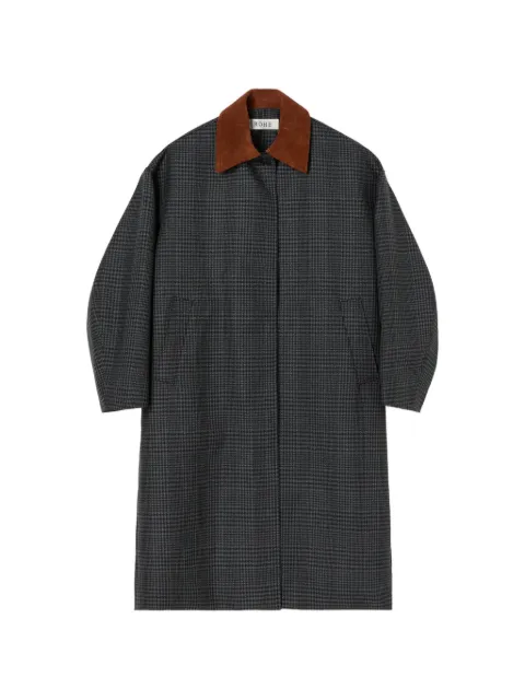 Róhe suede-collar check trench coat Grey 42010271