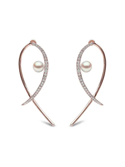 Yoko London Sleek pearl and diamond earrings Pink QYE21919X