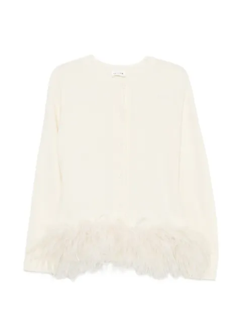 P.A.R.O.S.H. Lestat feather-trim rear-tie cardigan Neutrals D520111LESTAT
