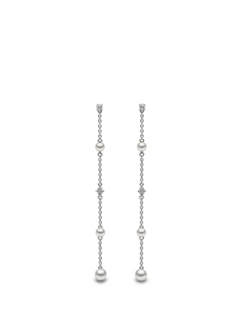 Yoko London Freshwater pearl and diamond earrings Silver QYE20457F