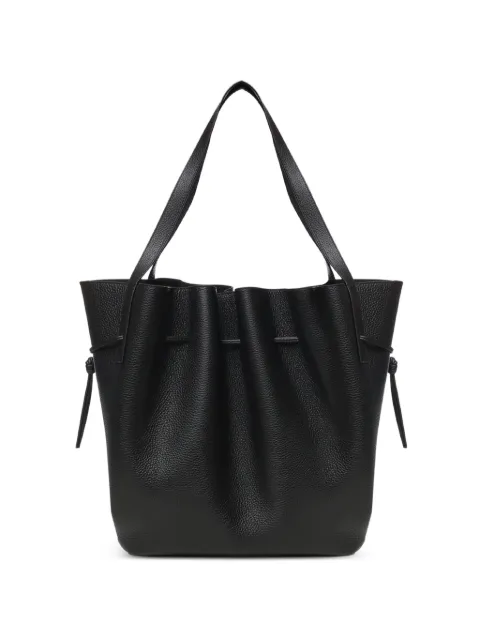 Yuzefi Scallop pebble-grain leather tote bag Black SCALLOPTOTEPEB