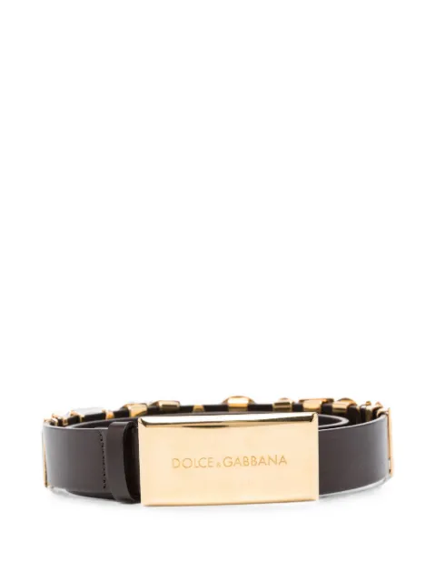 Dolce & Gabbana Pre-Owned 2010s logo plaque belt Brown DG450BYI