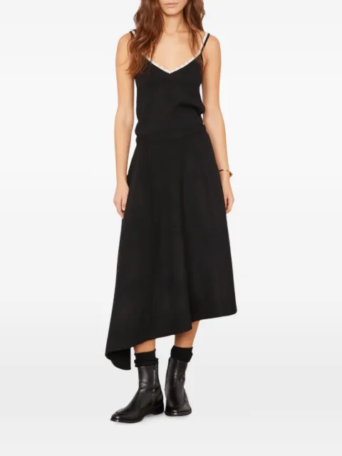 Officine Generale asymmetric panelled midi skirt Black W26WSKT150PRE