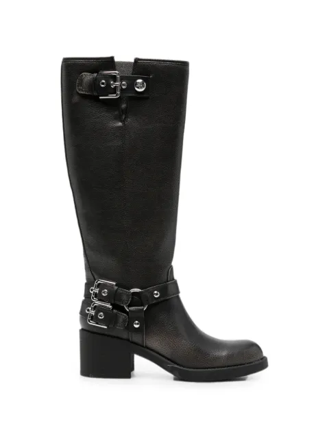 GUESS USA buckle-detail leather knee-high boots Black FLTMATLEA11