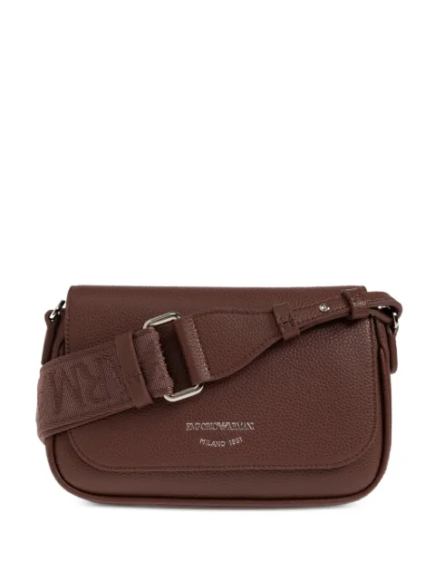 Emporio Armani logo-print pebbled-effect shoulder bag Brown EW000538AF12036