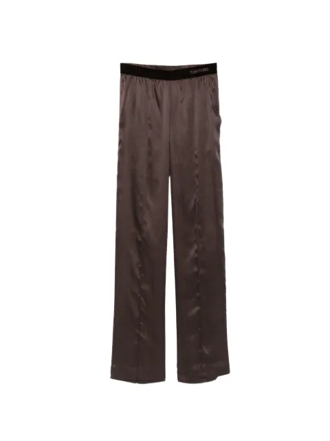 TOM FORD silk elasticated-waistband trousers Brown PAW683FAX1720
