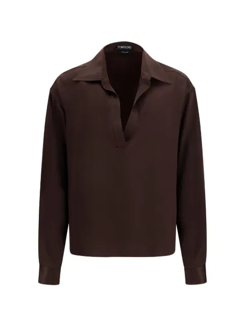 TOM FORD silk long-sleeve top Brown TS2144FAX1720
