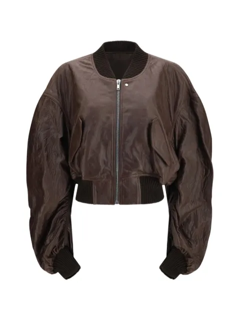 Rick Owens cropped leather jacket Brown RP02F5702LBE
