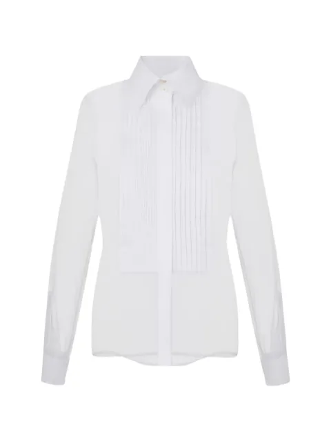 Elisabetta Franchi sheer pleated-bib shirt White CA16866E2