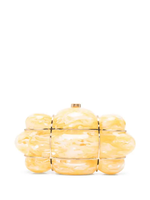 Cult Gaia Bolla marble-effect clutch bag Yellow HDBCL37212AC3778