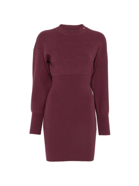 ANINE BING Imane ribbed-knit long-sleeve mini dress Red A0212718